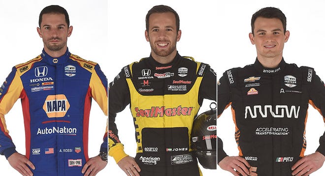 Alexander Rossi (from left), Ed Jones and Pato O'Ward, Row 4 for the 2021 Indianapolis 500.