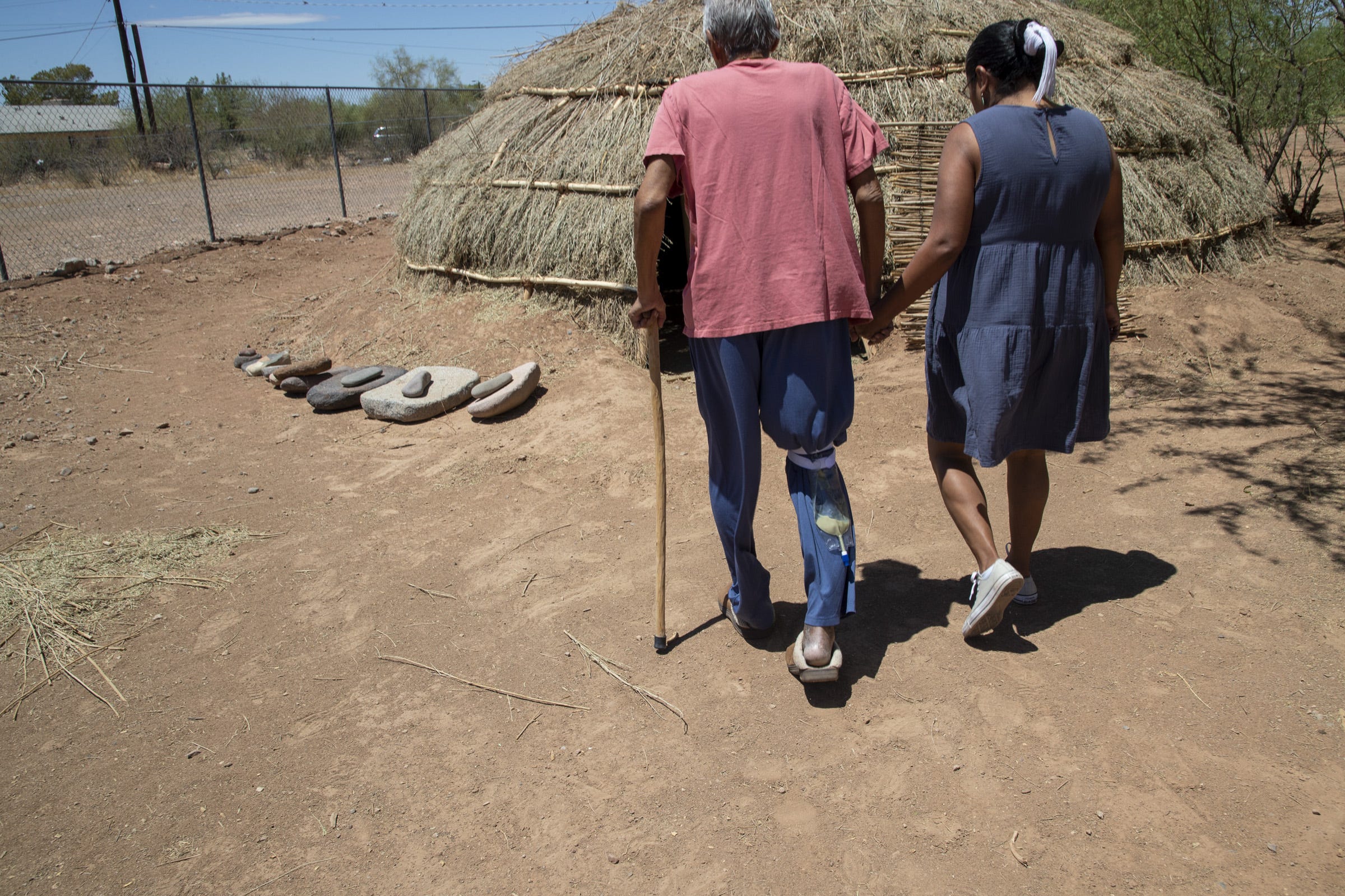 Royce Manuel (seen with his wife, Debbie Nez-Manuel) has spent over a decade researching and documenting desert plant weavings and desert lifeways to ensure that his tribal community and family are aware of these traditional teachings.