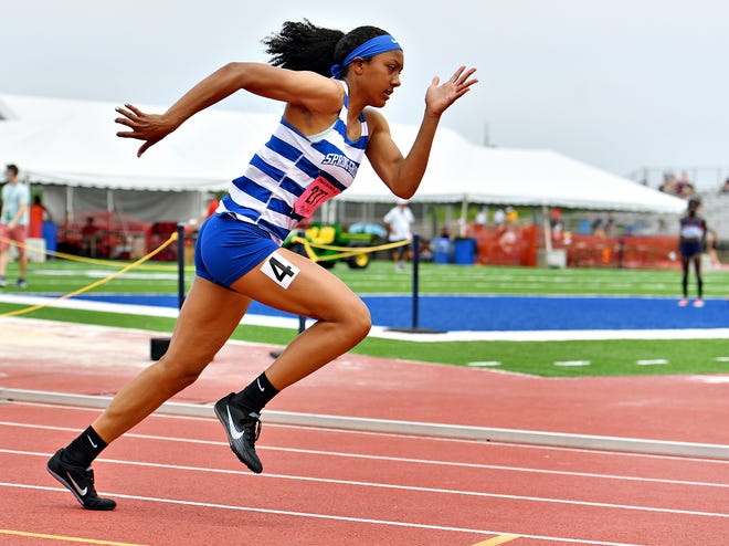 Spring Grove's Laila Campbell, seen here in a file photo, the girls' Class 3-A 100-meter and 200-meter dashes at District 3 Track and Field Championships at Shippensburg University.