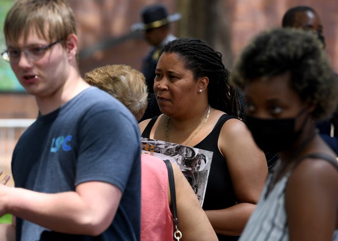 LaTanya Christopher during the "Silent No More" event Saturday, May 22, 2021, in downtown Salisbury, Maryland. The event honors Garfield King, Matthew Williams and an unknown man who were lynched in Salisbury.