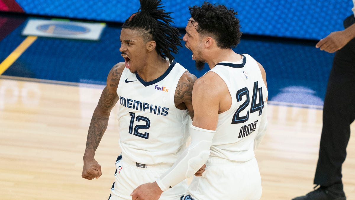Ja Morant (12), Dillon Brooks (24) and the Grizzlies open the first-round against the Jazz on Sunday.