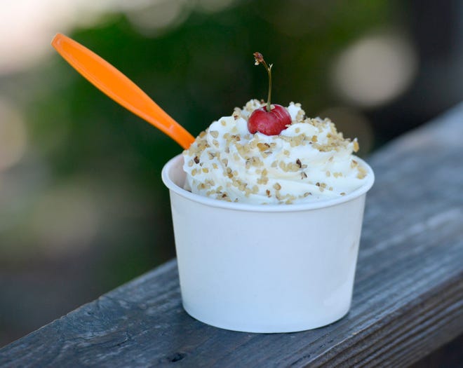 A cup of Indian pudding ice cream is one of the flavors available at the Ice Cream Cafe.