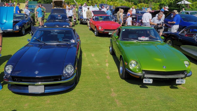 A group of classic Datsun 240Zs joined the 450 cars on display at Cars & Coffee at the Concours.