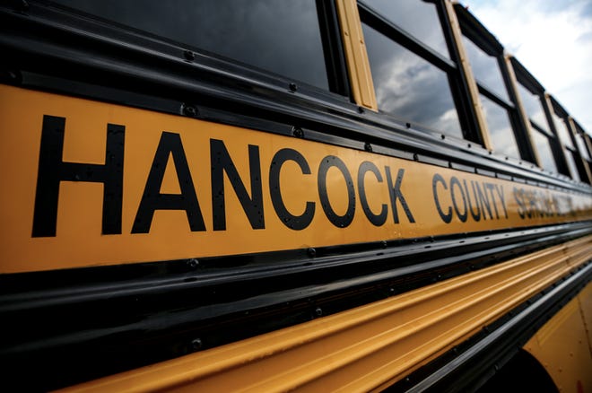 A Hancock County School bus is shown in this file photo.