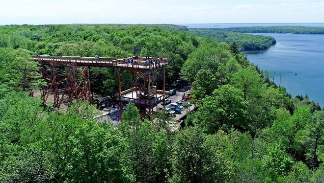 The Eagle Tower overlooks Lake Michigan's Green Bay in Peninsula State Park.