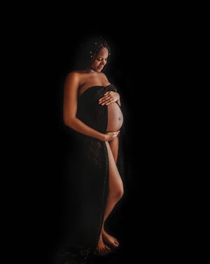 Jallicia A. Jolly's pregnancy photoshoot in Leverett, Massachusetts in November 2020.