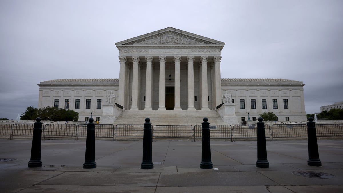 WASHINGTON, DC - MAY 24: Rain clouds hang above the The U.S. Supreme Court building May 24, 2021 in Washington, DC. The court, which is still meeting remotely due to COVID-19, handed down opinions in two cases, Guam v. United States and United States. v. Palomar-Santiago. (Photo by Anna Moneymaker/Getty Images) ORG XMIT: 775658587 ORIG FILE ID: 1319807316