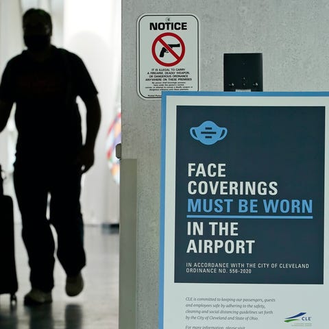 Airline passengers are required to wear masks over