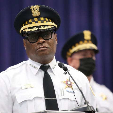 Chicago police Superintendent David Brown speaks t