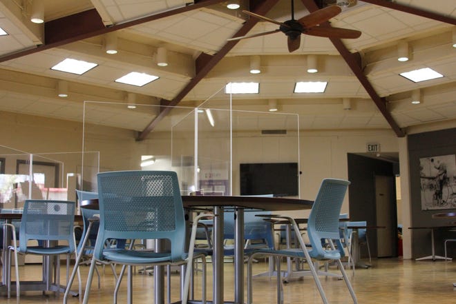 The Desert Hot Springs Senior Center has setup its tables and chairs in accordance with physical distancing guidelines related to the COVID-19 pandemic. The center reopens in June.