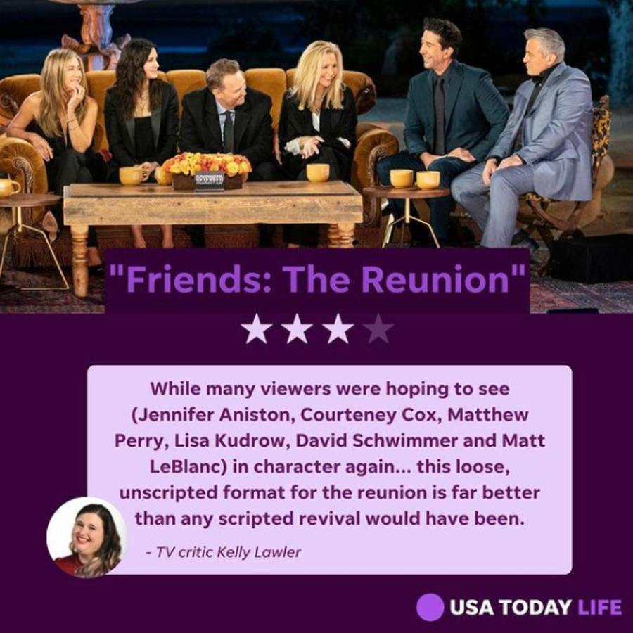 This image provided by HBO Max shows, from left,  Jennifer Aniston, Courteney Cox, Matthew Perry, Lisa Kudrow, David Schwimmer and Matt LeBlanc in a scene from the "Friends" reunion special.
