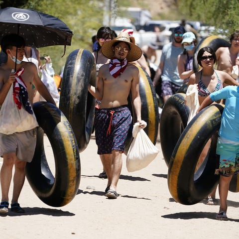 Tubers make their way down to the Salt River on Ma