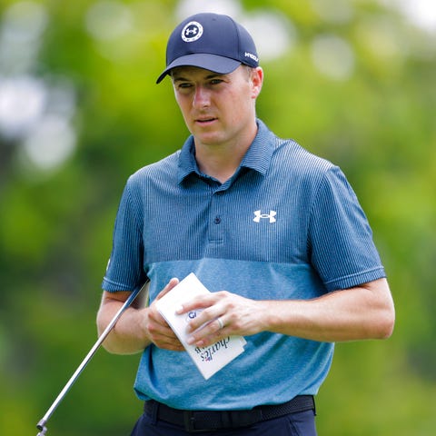 Jordan Spieth looks over the second hole during th