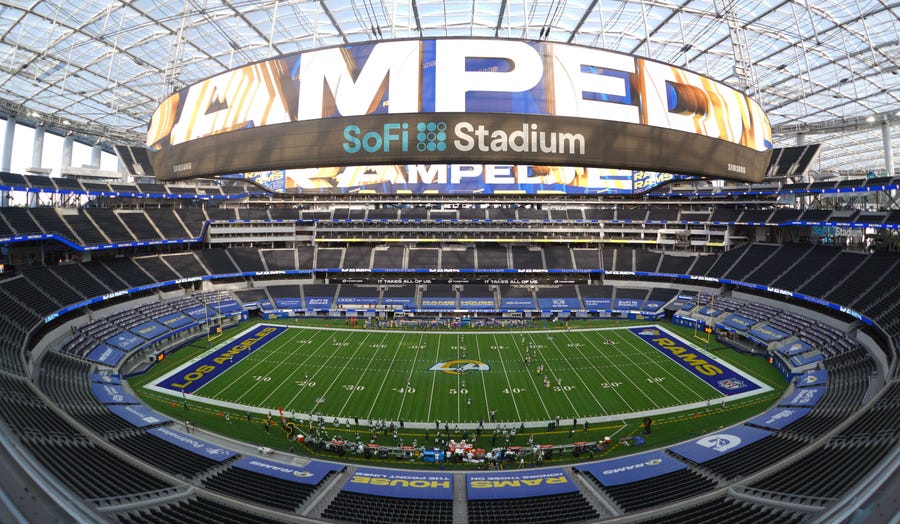 Los Angeles' SoFi Stadium, home to the Rams and Chargers, has yet to host fans for an NFL game.