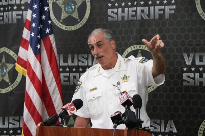 Sheriff Mike Chitwood addresses the media during a press conference Wednesday, June 2, at the Volusia County Sheriff's Office Stephen Soboda Training Center in Daytona Beach.