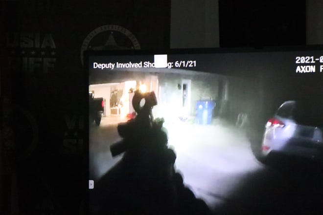 This image shows body camera footage from a Volusia County Sheriff's sergeant during a deputy-involved shooting that left a 14-year-old girl in critical condition Tuesday night.