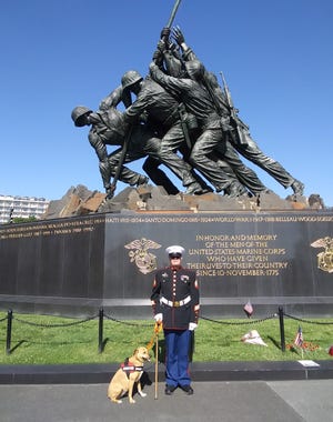 U.S. Marine Corps veteran John Swartz of Spring City, T.N. poses for a photo at the Marine Corps War Memorial in Arlington, V.A. on Memorial Day Weekend 2021.