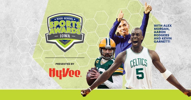 NBA Champion and MVP Kevin Garnett joins celebrity athletes, including Alex Morgan and Aaron Rodgers, announcing the winners of the Iowa High School Sports Awards.