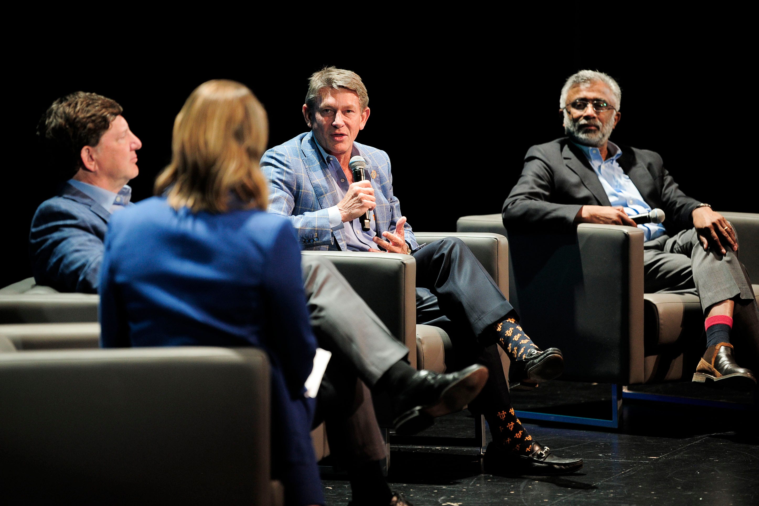 From left, roundtable discussion leader Cortney Piper, TVA President & CEO Jeff Lyash, UT President Randy Boyd and ORNL Director Dr. Thomas Zacharia speak at the 2021 Tennessee Valley Corridor National Summit at the University of Tennessee in Knoxville, Tenn. on Thursday, June 3, 2021. TVA, UT and Oak Ridge National Laboratory are partnering with Techstars to launch an innovation accelerator that will invest in 30 businesses over next 3 years, filling a gap in the Knoxville-Oak Ridge tech corridor.