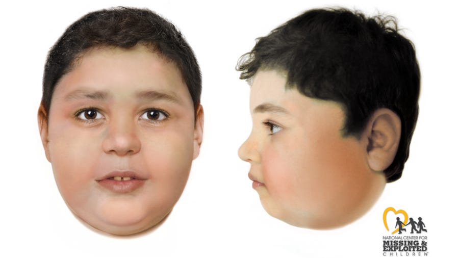 This image provided by the Las Vegas Metropolitan Police Department and created by the National Center for Missing and Exploited Children depicts a slain boy believed to be between the ages of 8 and 10 whose body was found Friday, May 28, 2021, off a hiking trail between Las Vegas and rural Pahrump, Nevada. Police in Las Vegas are trying to identify the child. They say he was 4-foot-11, weighed about 125 pounds, and his death was clearly a homicide.