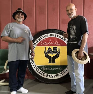 Ardmore boxing trainer Garry Raymond, right, reconnects with former pupil Jesse Ramirez inside Gladiators Gym at 307 East Main St. The duo spent time walking down memory lane following their time together near Surprise, Arizona.