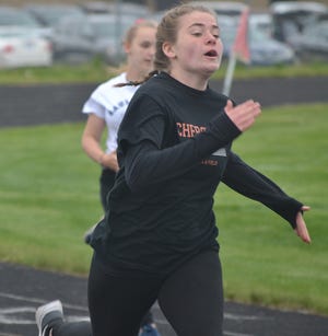 Cheboygan's Joyce Ormsbee earned three individual first places at the Straits Area Conference track and field meet held in Cheboygan on Thursday, May 27.