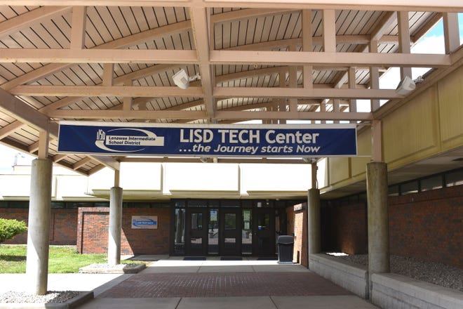The main entrance leading into the Lenawee Intermediate School District Tech Center is pictured in May 2021.