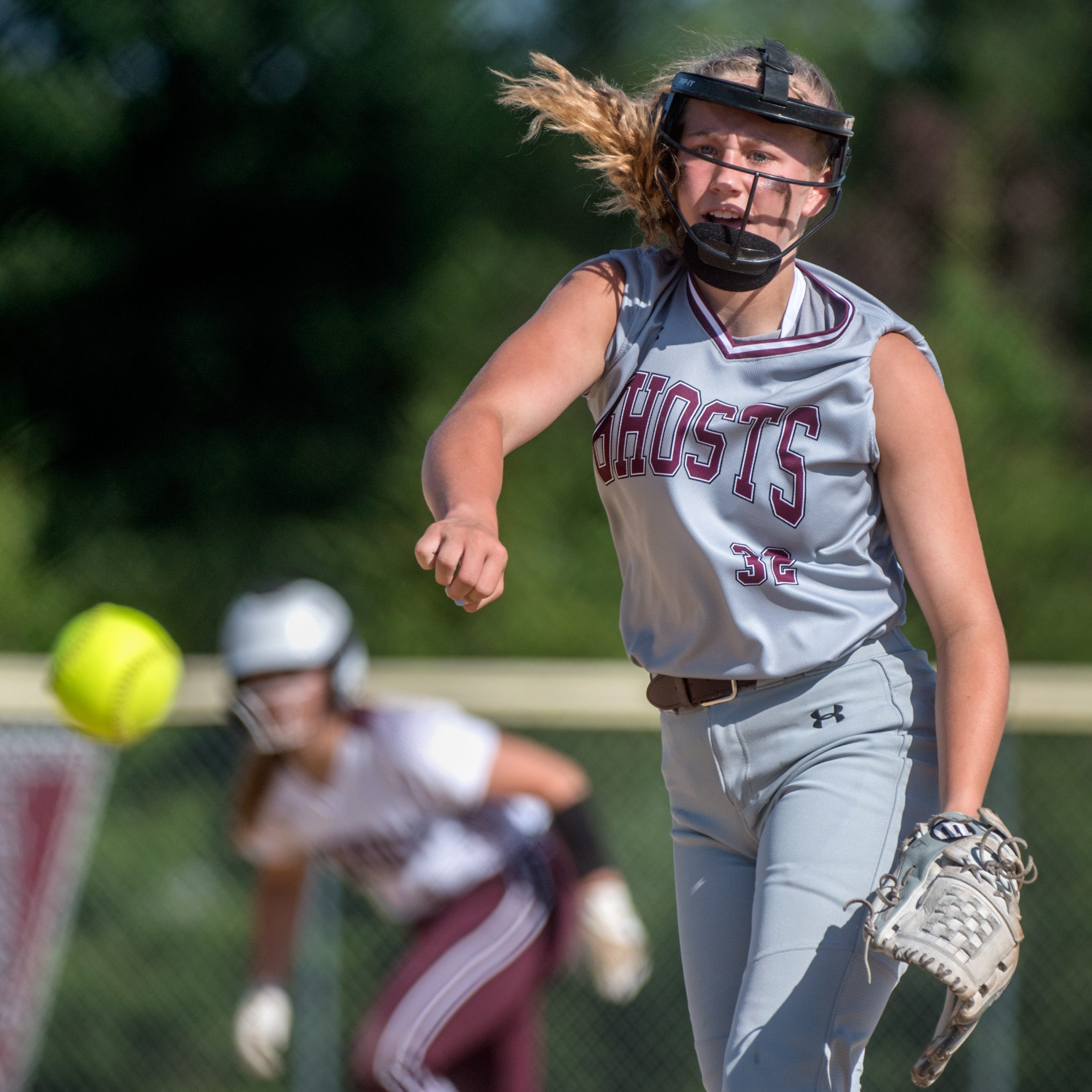 IVC pitcher Katie Petran slings the ball as a Tremont baserunner comes off the base during their Class 2A Softball Regional title game Friday, June 4, 2021 in Tremont.