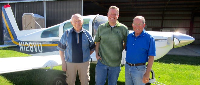 Tony Simon, left; Scott Durian and Todd Sieben are shown by their 1991 American General Tiger plane which will be on display at the annual Father’s Day Fly-In / Drive-In Breakfast at Gen-Air Park on Sunday, June 20. Serving will be from 7 to 11 a.m. and Gen-Air Park is located two miles east of Geneseo. Tickets are $7 for adults and $4 for children. For more information, call 309-912-0437 or 309-489-672.