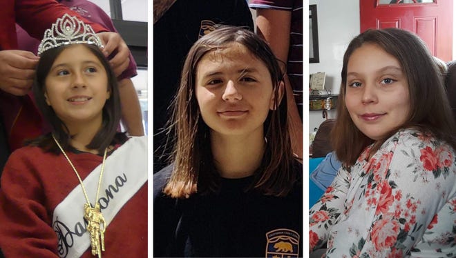 Daytona Bronas, age 12 (left); Sandra Mizer, age 13; and Willow Sanchez, age 11 were identified by the San Bernardino County Sheriff's Department Coroner's Division as the three girls killed Saturday, June 5, 2021, during a hit-and-run crash in Lucerne Valley.