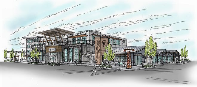A rendering of The Oddie District project in Sparks, which is being envisioned as a tech and creative workspace with dining and retail.