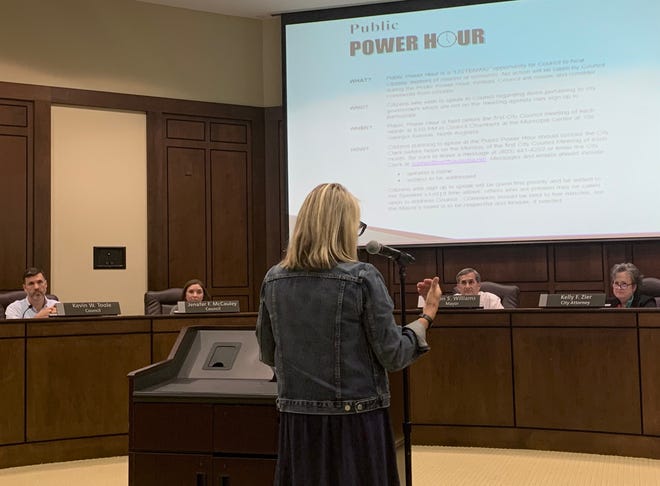 North Augusta resident Dianne LHeureux voices her concerns about Riverside Village during a city council meeting on June 7, 2021.