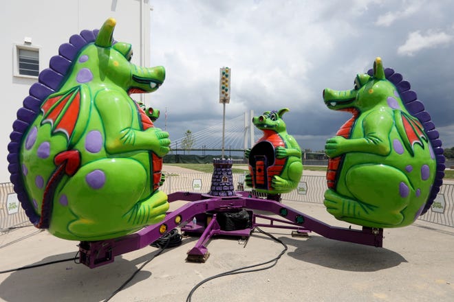 Dizzy Dragons, one of the carnival rides provided by Boden Amusements,  June 8, 2021, next to Memorial Auditorium. The carnival returns to Burlington's riverfront Wednesday.