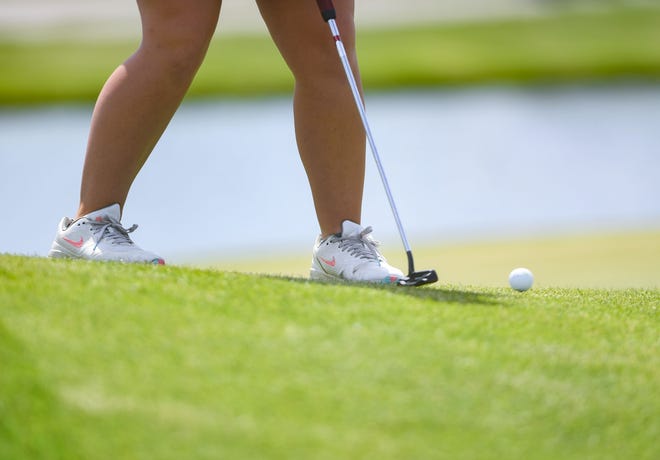 Girls play in the Class AA State Golf Meet on Tuesday, June 8, 2021, at Bakker Crossing in Sioux Falls. 
