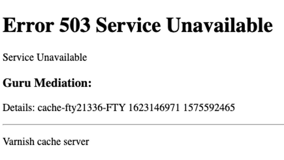 Users were met with error messages like this on USA TODAY's homepage and a host of other popular websites after a massive outage at the cloud service provider Fastly.