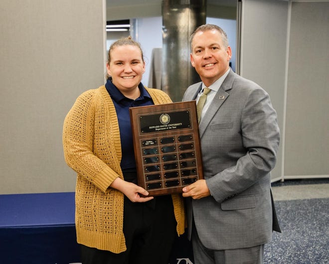 Rachel Smith, director of athletic training services and clinical education coordinator, represented the athletic training department, which was named Outstanding Department for ’20-’21.