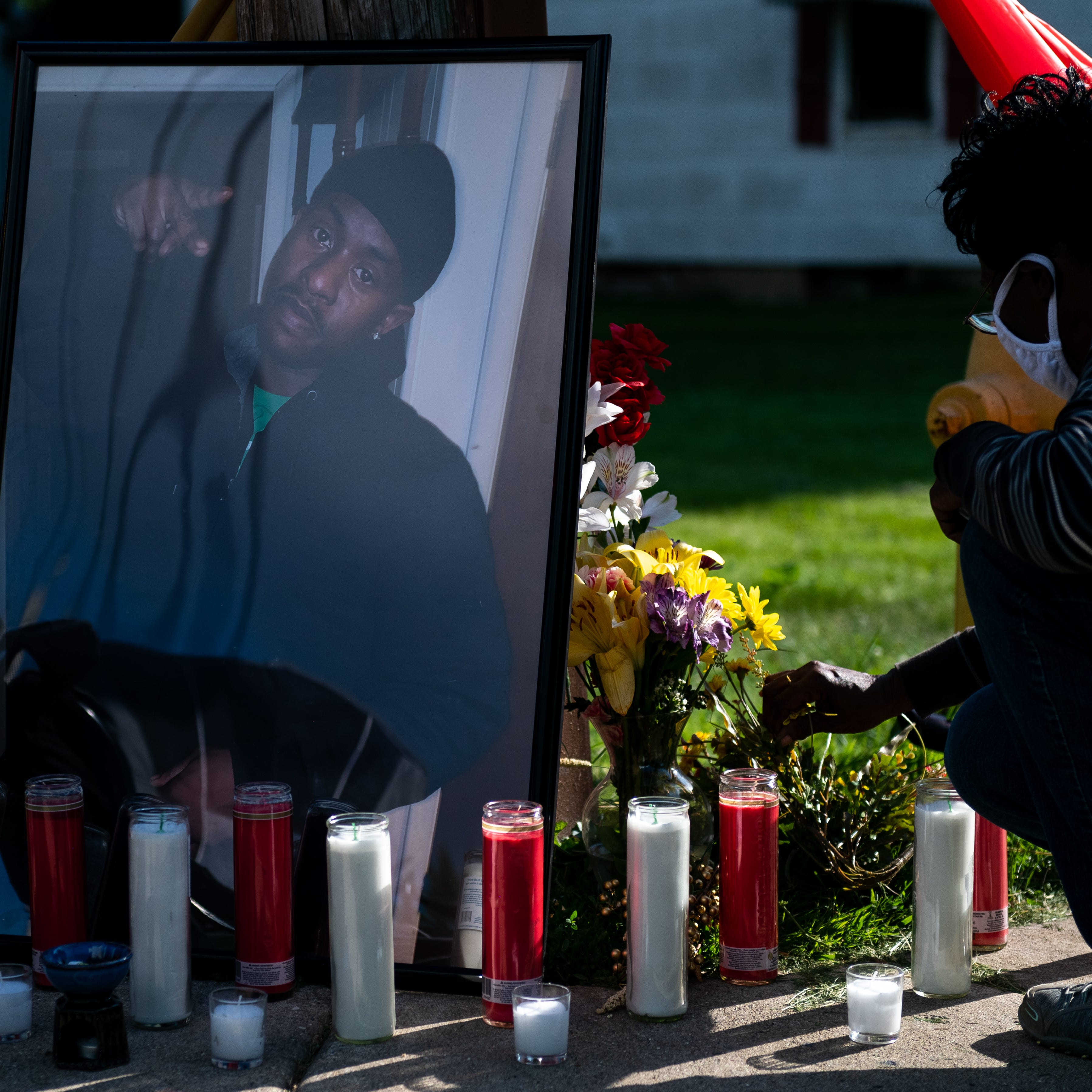 Relatives of Corey D. Griffin set up a memorial for him on Tuesday, June 8, 2021. Griffin was killed by a driver Monday evening while riding a bike.