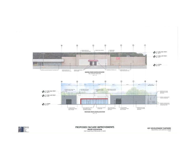 A rendering of a proposed electric car showroom and service center planned for Mishawaka.