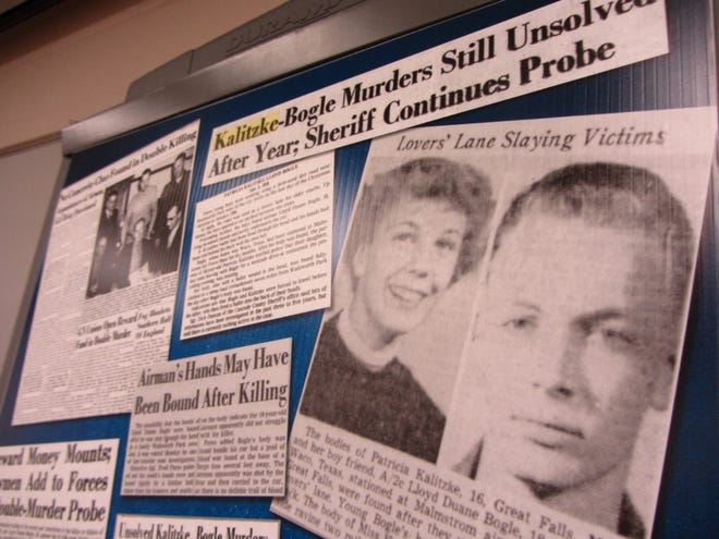 Clippings from the Great Falls Tribune were part of the Cascade County Sheriff's Office investigative file into the 1956 murders of Patricia Kalitzke and Lloyd Duane Bogle.