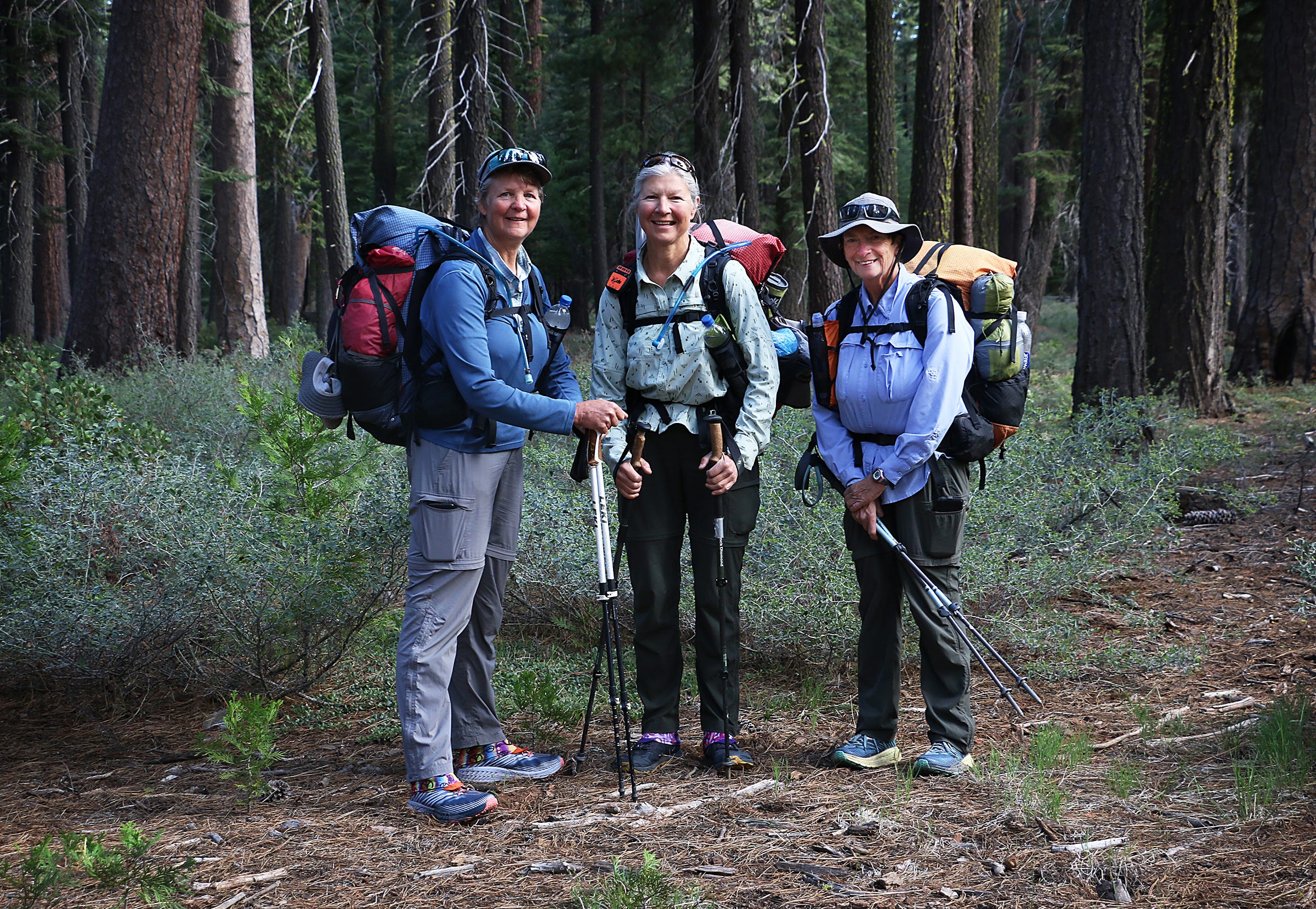 women backpacking