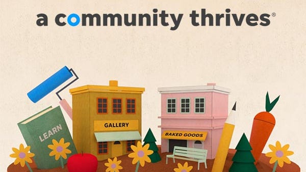 A Community Thrives initiative graphic.
