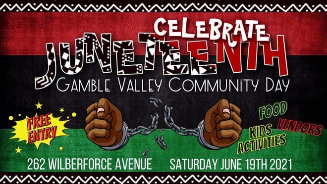 Juneteenth Gamble Valley Community Day on June 19 aims honor the Juneteenth holiday, local businesses while bringing together the Scarboro neighborhood and the Oak Ridge community generally for some fun activities. Shakeira Smith designed this poster