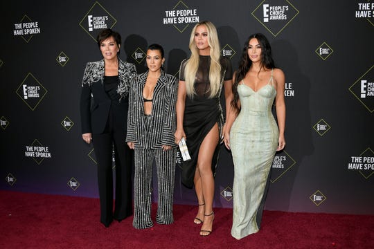 Kris Jenner, far left, with her daughters: Kourtney, Khloé and Kim Kardashian West at the E! People's Choice Awards on Nov. 10, 2019 in Santa Monica, Calif.