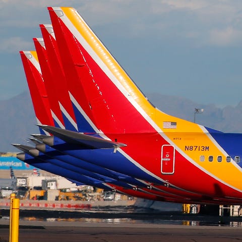 A group of Southwest Airlines Boeing 737 MAX 8 air