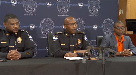 Savannah Police Chief Roy Minter holds a news conference on, June 12, 2021, in Savannah, Ga., after a shooting.