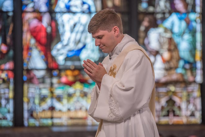 Fr. Noah Thelen at his ordination Mass on June 5 at the Cathedral of St. Andrew in Grand Rapids. Thelen will begin serving at St. Francis de Sales parish in Holland on July 1.