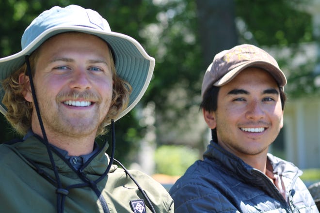 William Wright (left) and Chris Yahanda will travel 425 miles by paddleboard starting from Mackinac Island and ending up in Lansing.