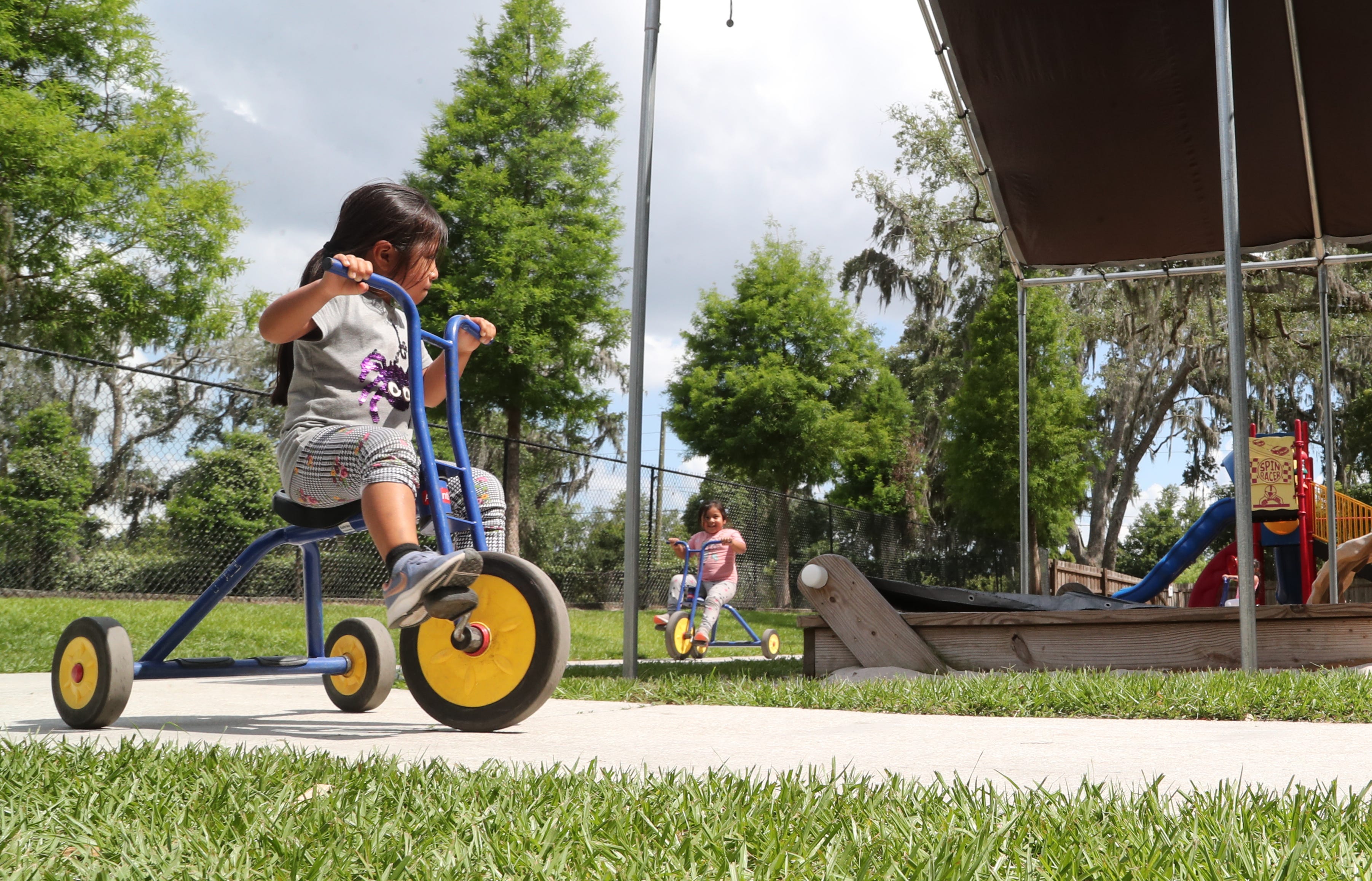 Yulisa and Zaira Hernandez in preschool at a Redlands Christian Migrant Association center in Dover, Florida.