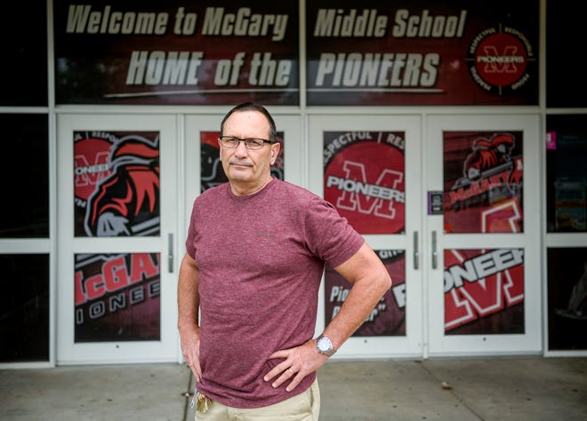 Dale Naylor stands outside of McGary Middle School in Evansville, where he recently retired as principal after working nearly four decades in education as a teacher, coach and administrator. 