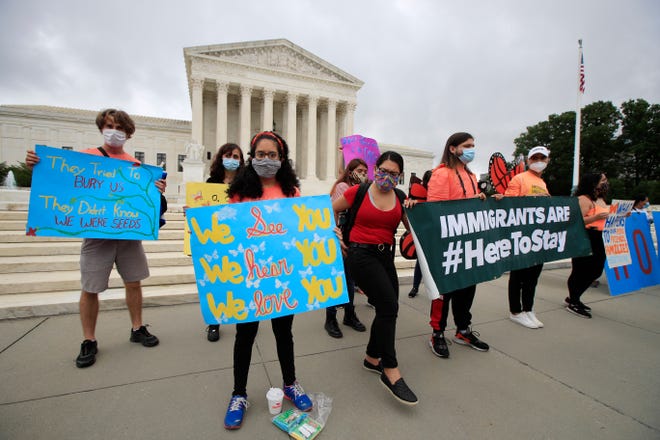 DACA students rally in front of the Supreme Court in Washington, D.C. on June, 2020.